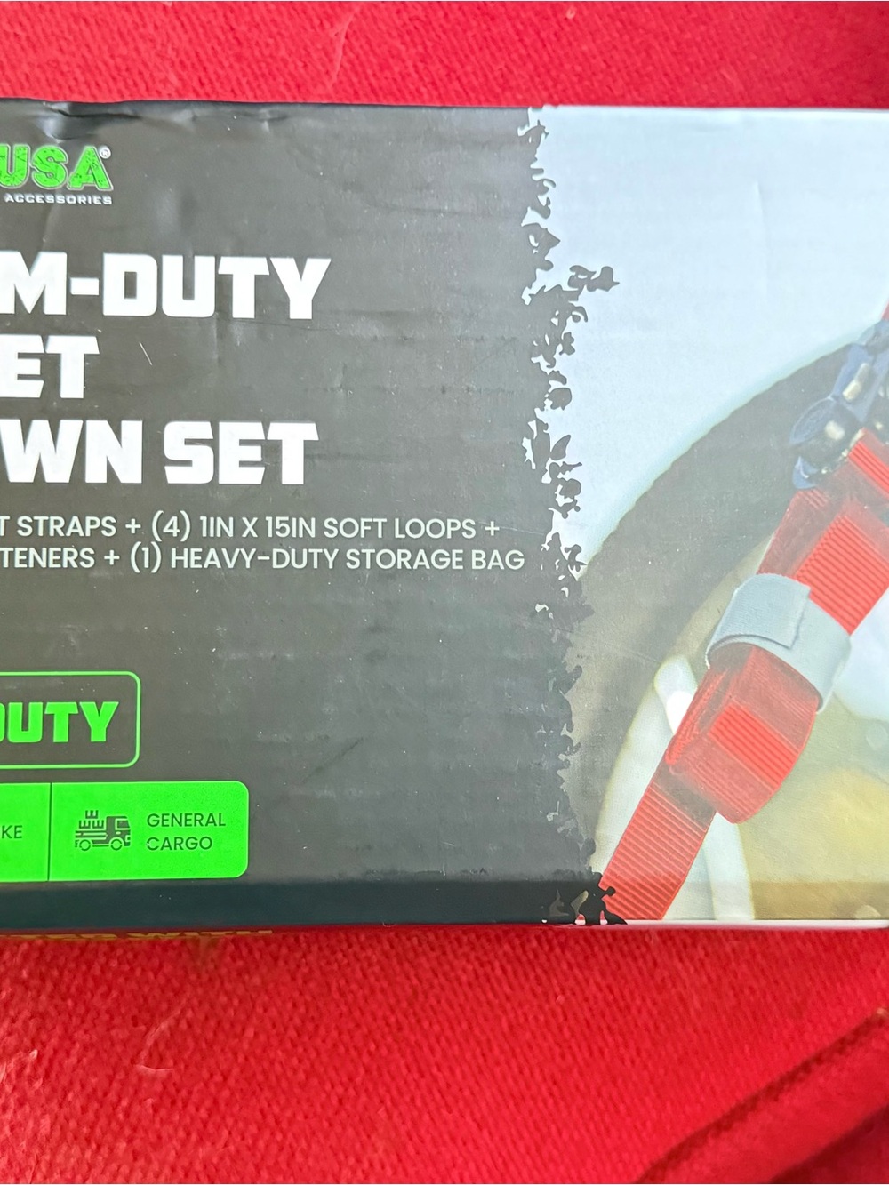 Heavy-Duty Red Tie-Down Strap Set - USA Accessories